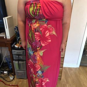 Strapless Floral Maxi Dress